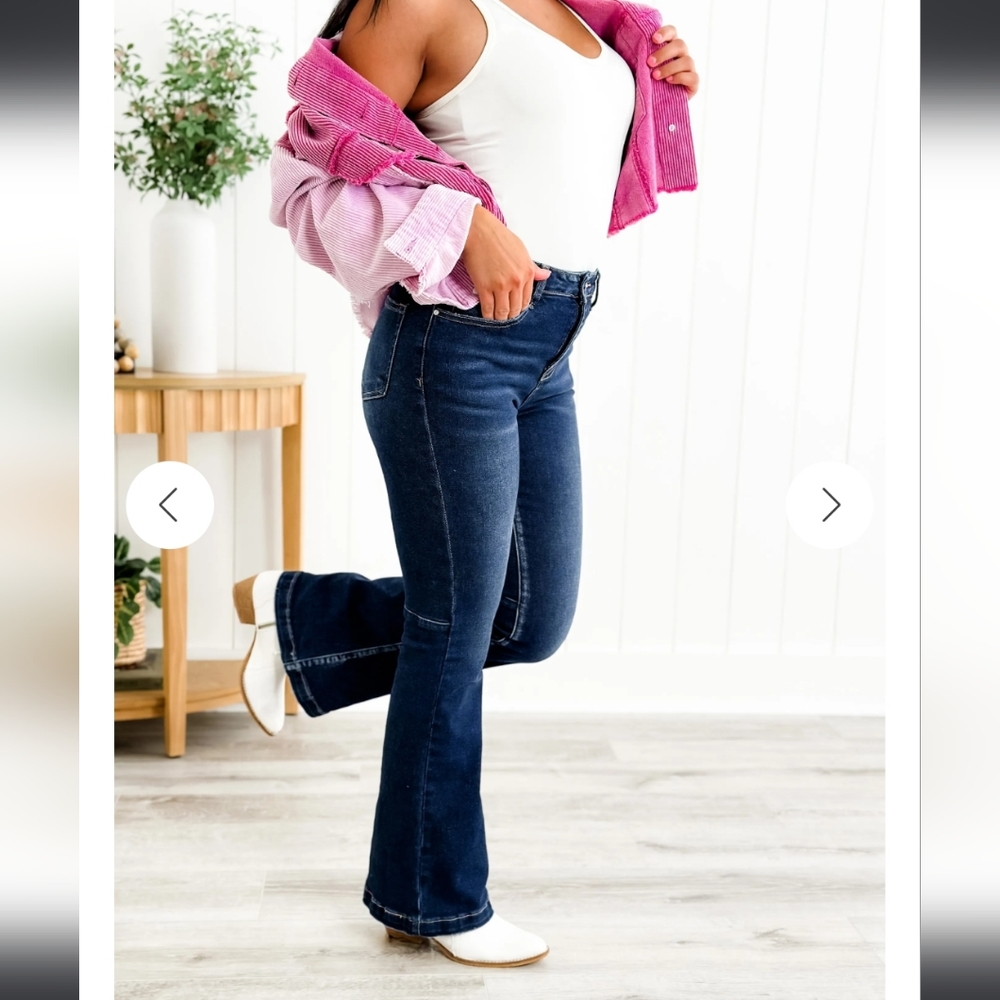 Risen High Rise  Back Knee Seamed Flare Long